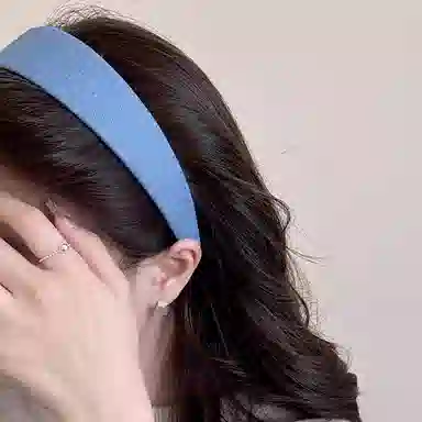 如花梦 高级感蓝色牛仔宽边简约港风压发头箍洗脸 布艺 发箍 女款