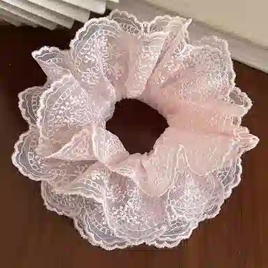 如花梦 法式镂空蕾丝蝴蝶结高弹力扎马尾橡皮筋头绳芭蕾风 布艺 发圈 女款