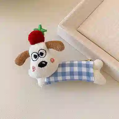 如花梦 可爱万岁 软萌小狗波点侧边夹碎发刘海夹 布艺 发夹 女款