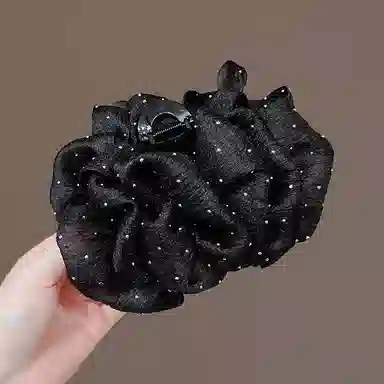如花梦 双面网纱大号蝴蝶结发饰发夹 云朵泡泡后脑勺鲨鱼夹 高级感优雅轻奢盘发抓夹 女款