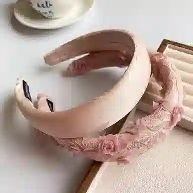 如花梦 粉色海绵宽边高级感压发头箍增高颅顶发捆 布艺 发箍 女款