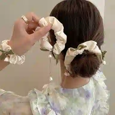 如花梦 在逃公主铃兰花蝴蝶结大肠森系小清新甜美少女心 布艺 发圈/头绳 女款