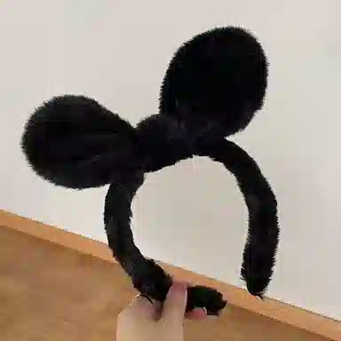 如花梦 可爱兔耳朵 日常百搭洗脸敷面膜 温柔防滑额前 毛绒 发箍 女款