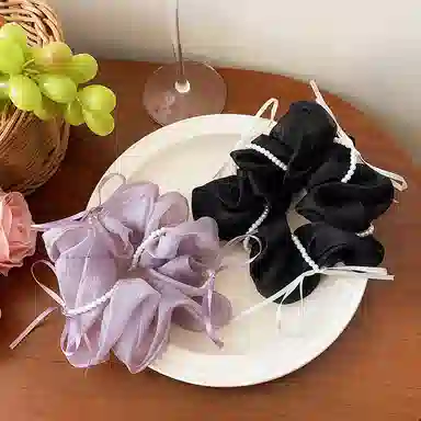 如花梦 芭蕾风 蝴蝶结大肠圈高级感缎面#好运 布艺 发圈 女款