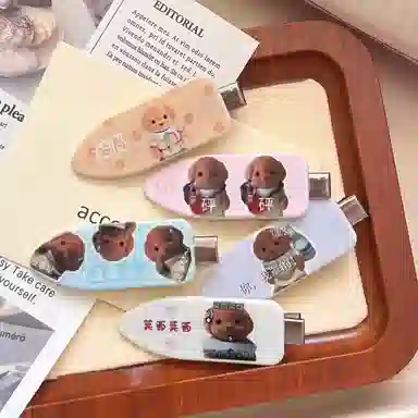 如花梦 可爱奶油风小鼻嘎额前刘海侧边夹 甜美粉色少女心无痕 发夹 女款