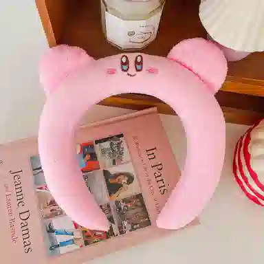 如花梦 可爱星之卡比粉色卡通洗脸面膜 布艺 发箍 女款