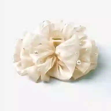 如花梦 双面网纱大号蝴蝶结发饰发夹 云朵泡泡后脑勺鲨鱼夹 高级感优雅轻奢盘发抓夹 女款