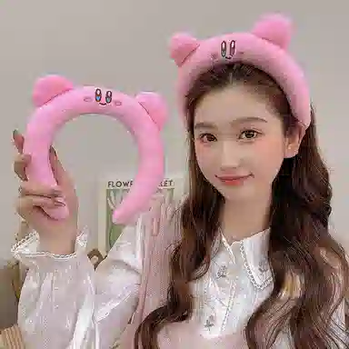 如花梦 可爱星之卡比粉色卡通洗脸面膜 布艺 发箍 女款