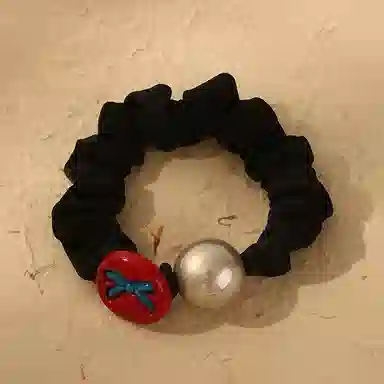 如花梦 法式蝴蝶结小狗 高弹力耐用#好运 布艺 发圈 女款