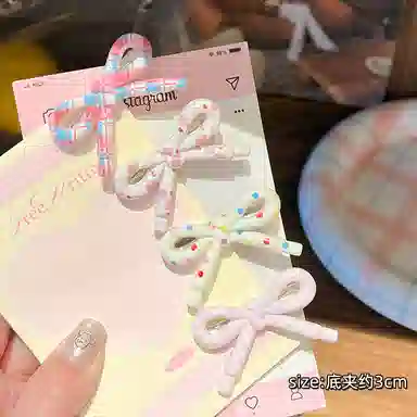 如花梦 甜美小清新蝴蝶结边夹侧边碎发刘海 亚克力 发夹 女款