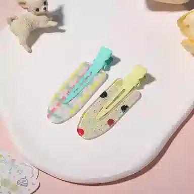 如花梦 甜美可爱果汁无痕边夹侧边刘海夹化妆夹头饰碎发一字夹 亚克力 发夹 女款