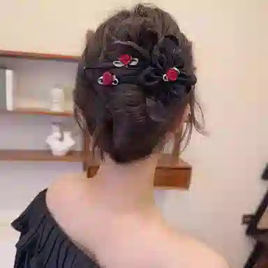 如花梦 超仙网纱花朵森系清新甜美鸭嘴夹后脑勺气质盘高级感 布艺 发夹 女款