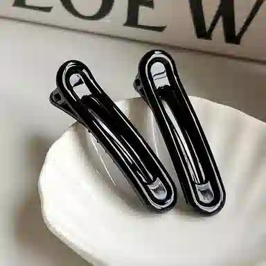 如花梦 鸭嘴豹纹气质带齿防滑后脑勺盘发一字 树脂 发夹 女款