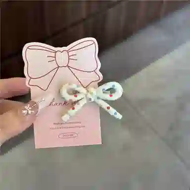 如花梦 甜美小清新蝴蝶结边夹侧边碎发刘海 亚克力 发夹 女款