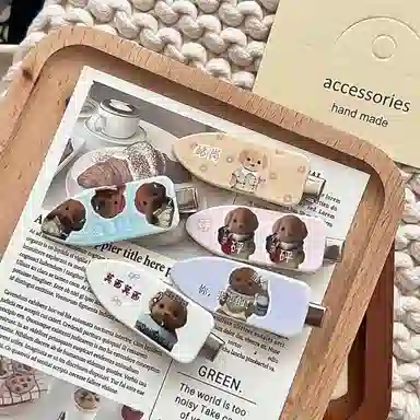 如花梦 可爱奶油风小鼻嘎额前刘海侧边夹 甜美粉色少女心无痕 发夹 女款