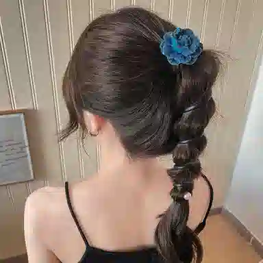 如花梦 精致牛仔花朵电话线网红气质高级感头花皮筋皮筋头饰 布艺 发圈 女款