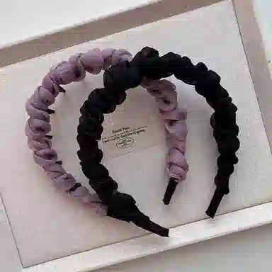 如花梦 高级感 小香风气质百搭防滑褶皱波浪 布艺 发箍 女款