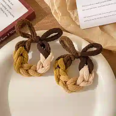 如花梦 多巴胺色编织麻花发圈 高弹力不伤发拼色皮筋发绳 日常百搭简约加粗发饰头绳 女款