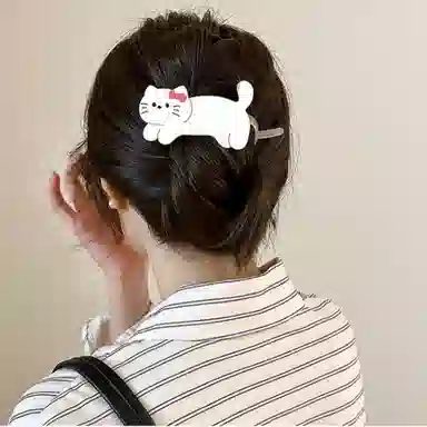 如花梦 可爱小猫高端丸子头 亚克力 发夹 女款