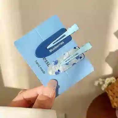 如花梦 甜美可爱果汁无痕边夹侧边刘海夹化妆夹头饰碎发一字夹 亚克力 发夹 女款