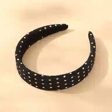 如花梦 复古风 黑白小圆点高颅顶不勒发高级感压发发带 布艺 发箍 女款