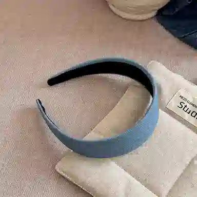 如花梦 高级感蓝色牛仔宽边简约港风压发头箍洗脸 布艺 发箍 女款