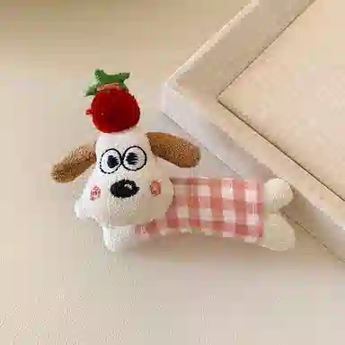 如花梦 可爱万岁 软萌小狗波点侧边夹碎发刘海夹 布艺 发夹 女款