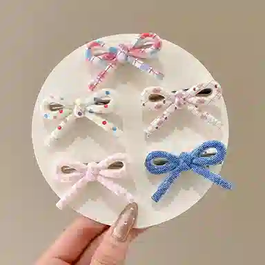 如花梦 甜美小清新蝴蝶结边夹侧边碎发刘海 亚克力 发夹 女款