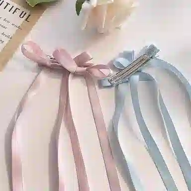 如花梦 粉色芭蕾风蝴蝶结蕾丝飘带双马尾绑发 绸缎 发带 女款