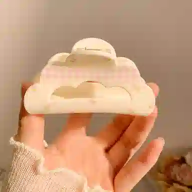 如花梦 奶油少女系列 碎花格纹甜美蝴蝶结发饰抓夹后脑勺鲨鱼夹 醋酸 发夹 女款 多款可选