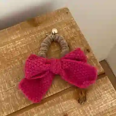如花梦 甜美大蝴蝶结毛绒气质发夹毛线后脑勺发饰 针织 发圈 女款