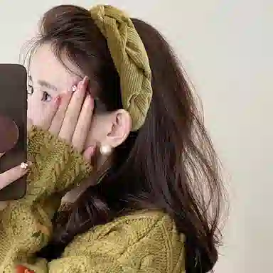 如花梦 时尚麻花辫宽边头饰 布艺 外出百搭秋冬季气质发卡高颅顶头箍发箍 女款