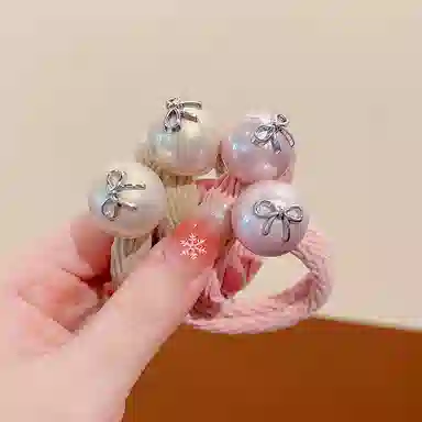 如花梦 可爱小女孩蝴蝶结珍珠发饰发绳 日常高弹力小孩子不伤发发圈 儿童百搭马尾丸子头皮筋头绳 女款