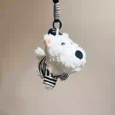 如花梦 可爱满分 西高地小狗包包挂饰卡通潦草小狗公仔 毛绒 钥匙扣 男女同款情侣款