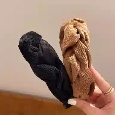 如花梦 时尚麻花辫宽边头饰 布艺 外出百搭秋冬季气质发卡高颅顶头箍发箍 女款