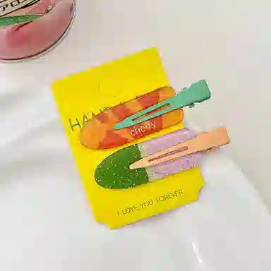 如花梦 甜美可爱果汁无痕边夹侧边刘海夹化妆夹头饰碎发一字夹 亚克力 发夹 女款