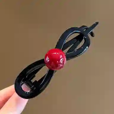 如花梦 蝴蝶结气质珍珠一字抓夹 高级感扭扭 后脑勺鲨鱼夹子 亚克力 发夹 女款