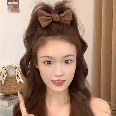 如花梦 甜美蝴蝶结高马尾抓夹氛围感少女心后脑勺扎发日常百搭气质丸子头 布艺 亚克力 发夹 女款