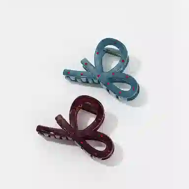 如花梦 丝带蝴蝶结波点韩系氛围感鲨鱼夹简约气质甜美 亚克力 发夹 女款