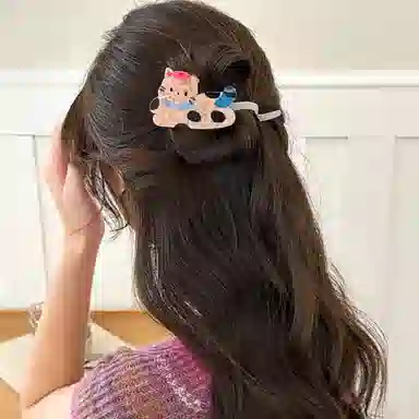 如花梦 可爱小猫高端丸子头 亚克力 发夹 女款