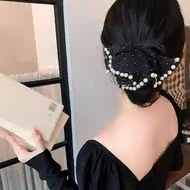 如花梦 高级感满天星网纱大肠气质扎头发 布艺 头绳 女款