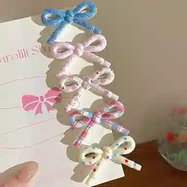 如花梦 甜美小清新蝴蝶结边夹侧边碎发刘海 亚克力 发夹 女款