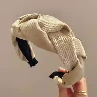 如花梦 时尚麻花辫宽边头饰 布艺 外出百搭秋冬季气质发卡高颅顶头箍发箍 女款