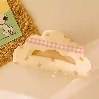 如花梦 奶油少女系列 碎花格纹甜美蝴蝶结发饰抓夹后脑勺鲨鱼夹 醋酸 发夹 女款 多款可选