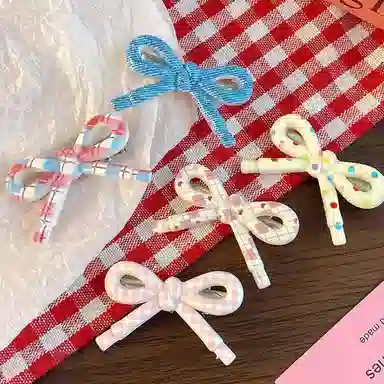 如花梦 甜美小清新蝴蝶结边夹侧边碎发刘海 亚克力 发夹 女款