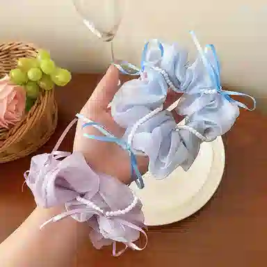 如花梦 芭蕾风 蝴蝶结大肠圈高级感缎面#好运 布艺 发圈 女款