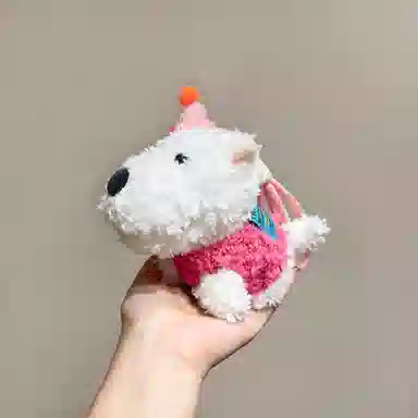 如花梦 可爱满分 西高地小狗包包挂饰卡通潦草小狗公仔 毛绒 钥匙扣 男女同款情侣款