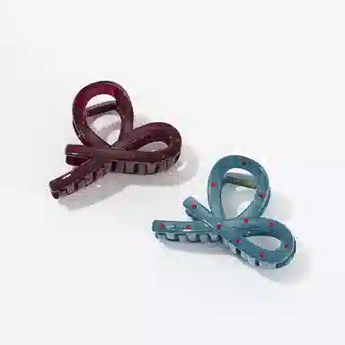 如花梦 丝带蝴蝶结波点韩系氛围感鲨鱼夹简约气质甜美 亚克力 发夹 女款