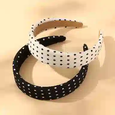 如花梦 复古风 黑白小圆点高颅顶不勒发高级感压发发带 布艺 发箍 女款