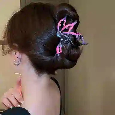 如花梦 渐变色蝴蝶大号后脑勺鲨鱼盘发高级感 合金 发夹 女款